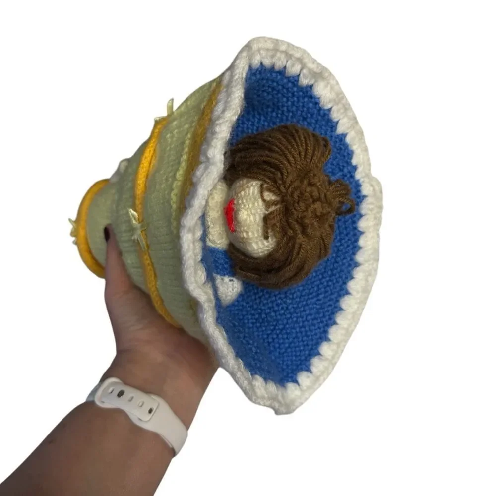 Handmade Hand Knitted Belle Topsy Turvy Doll Beauty & The Beast